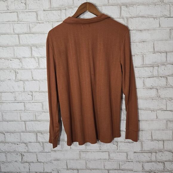 Maurices collared long sleeve brown top - Picture 8 of 13